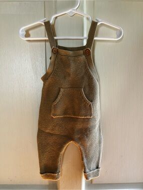 Little Planet Organic Cotton Beige Knit Dungarees